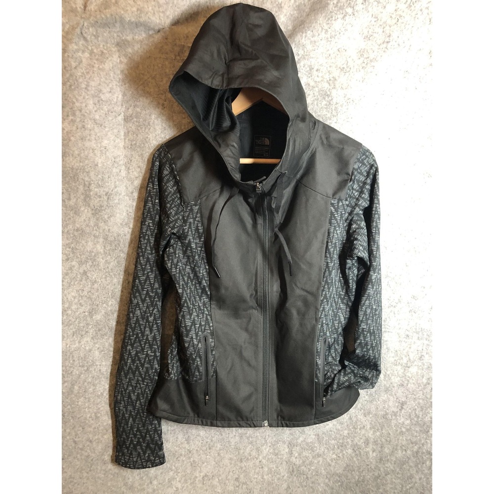 The North Face Jacket Womens Medium Black Hooded Softshell Chevron Thumbholes